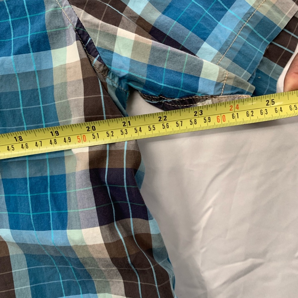 Tommy Bahama Blue and Brown Plaid Shirt XL - Picture 8 of 9